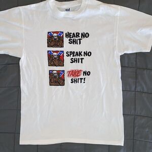 Hear No Sh*t Speak No Sh*t TAKE No Sh*t Shirt Large Bulldog
